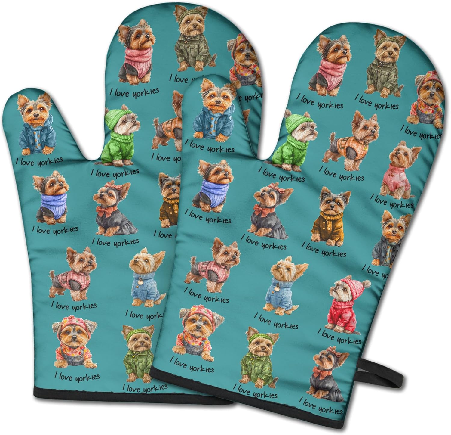 Yorkie Oven Mitts for Yorkie Lover,Heat Resistant Kitchen Gloves for Cooking Cooking, Grilling,Baking