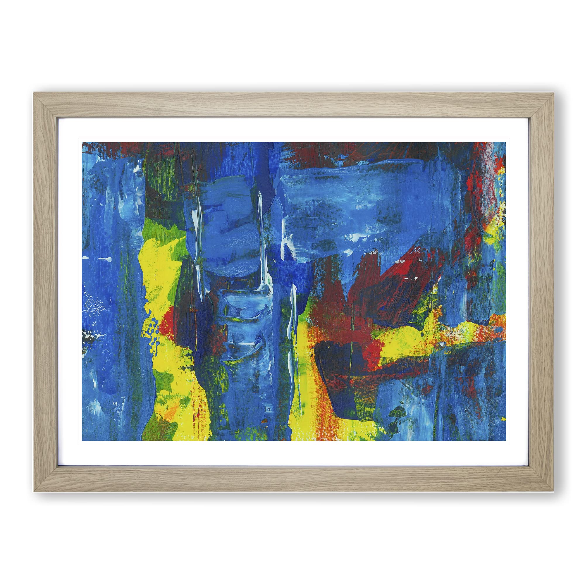 Abstract Art Painting Vol.83 By S.Johnson Modern Art Framed Print, Oak, A3 (46 x 34 cm)