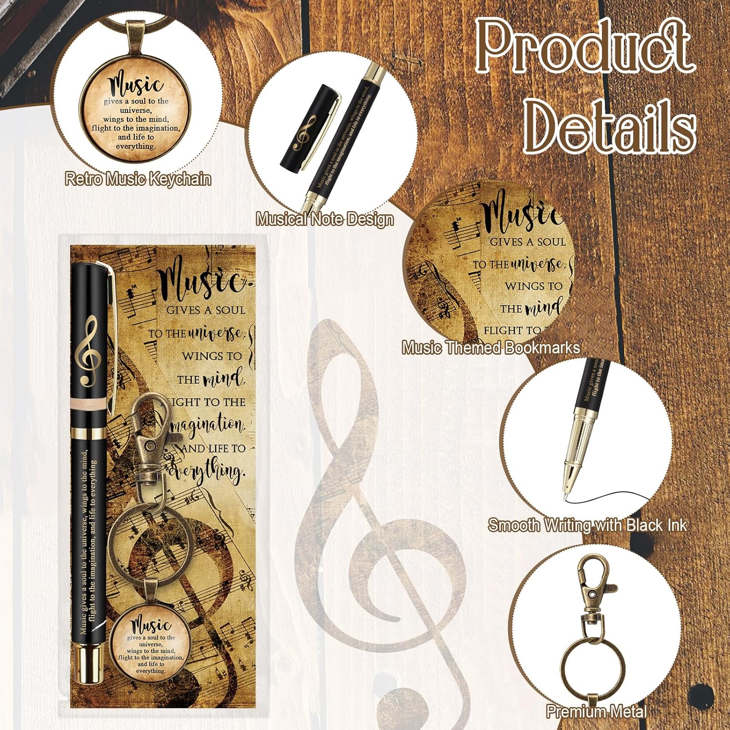 Spakon 30 Pcs Music Appreciation Gifts Bulk Inspirational Musical Pens Keychains and Bookmarks for Music Lovers Students Teachers Musicians Band Choir Party Supplies - Image 3