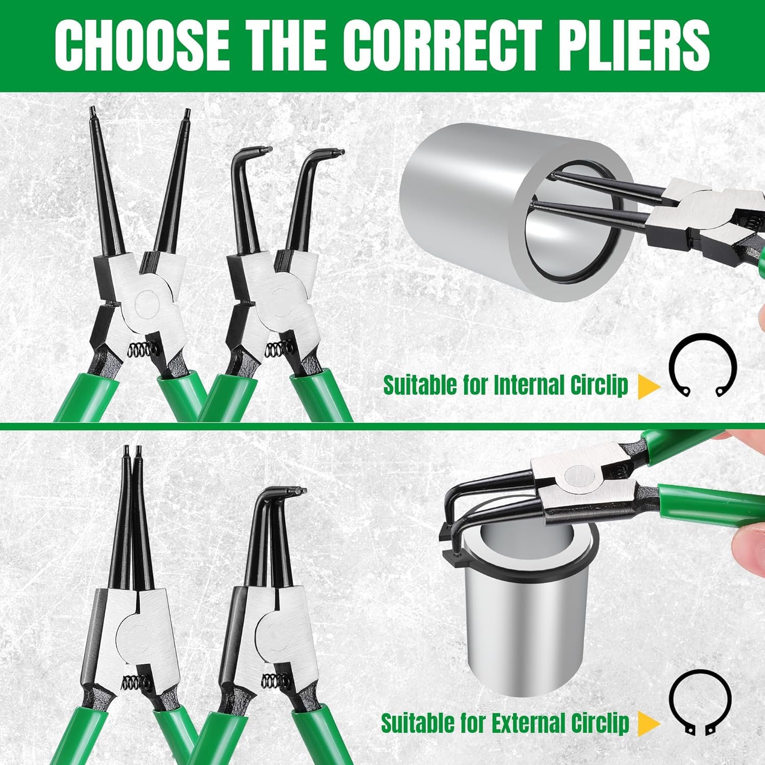 7 Inch Pliers 4-Piece Circlip Pliers Set - 7-Inch Straight & Bent 7 Inch Pliers 4-Piece Circlip Pliers Set - 7-Inch Straight & Bent