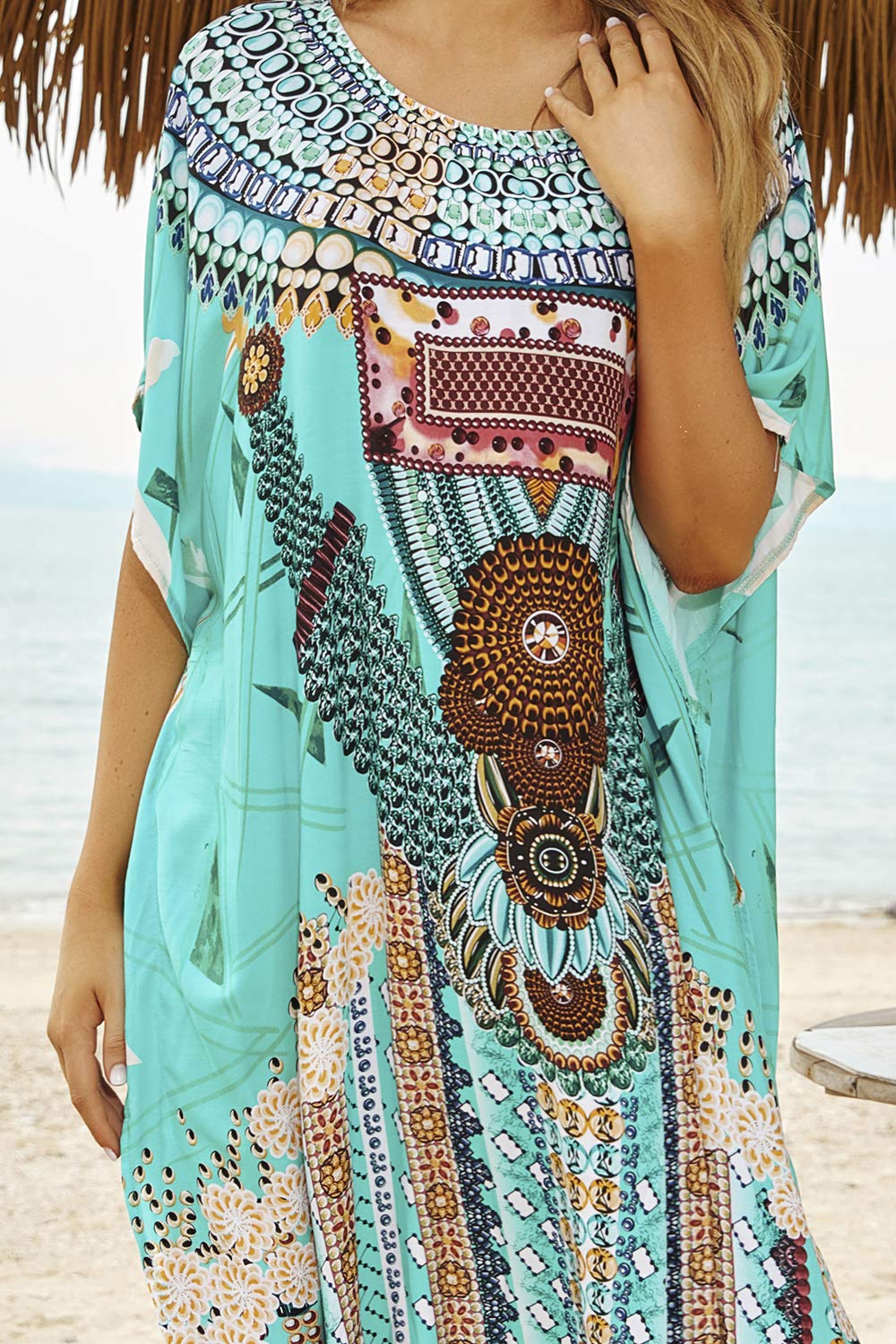 Abito da Spiaggia Maxi Donna Copricostume da Bagno Kaftano Lungo Vestito Kimono Mare Spiaggia