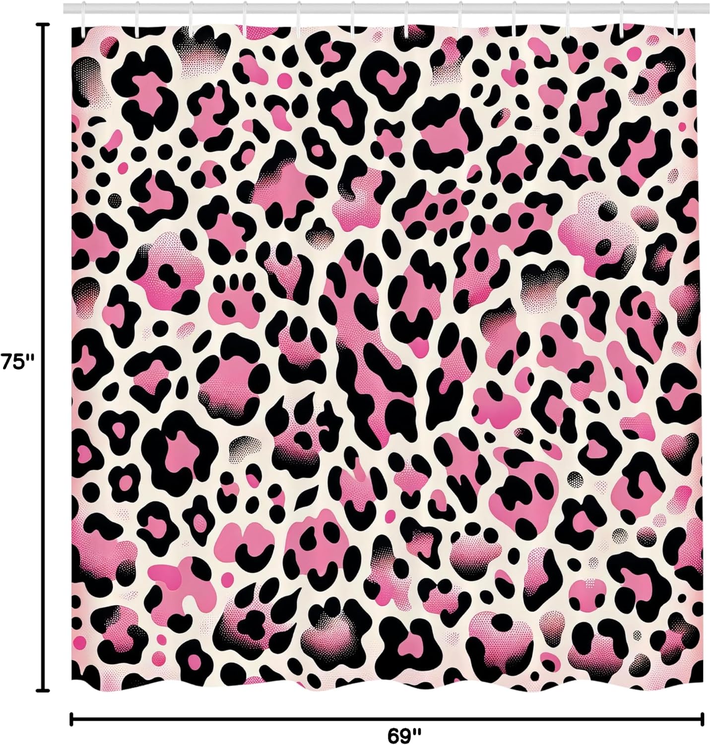 Ambesonne Pink Shower Curtain, Classic Leopard Skin Pattern with Rose Tone Ornate Abstract Art Wild Nature, Cloth Fabric Bathroom Decor Set with Hooks, 69" W x 75" L, Blush Dark Grey Ivory