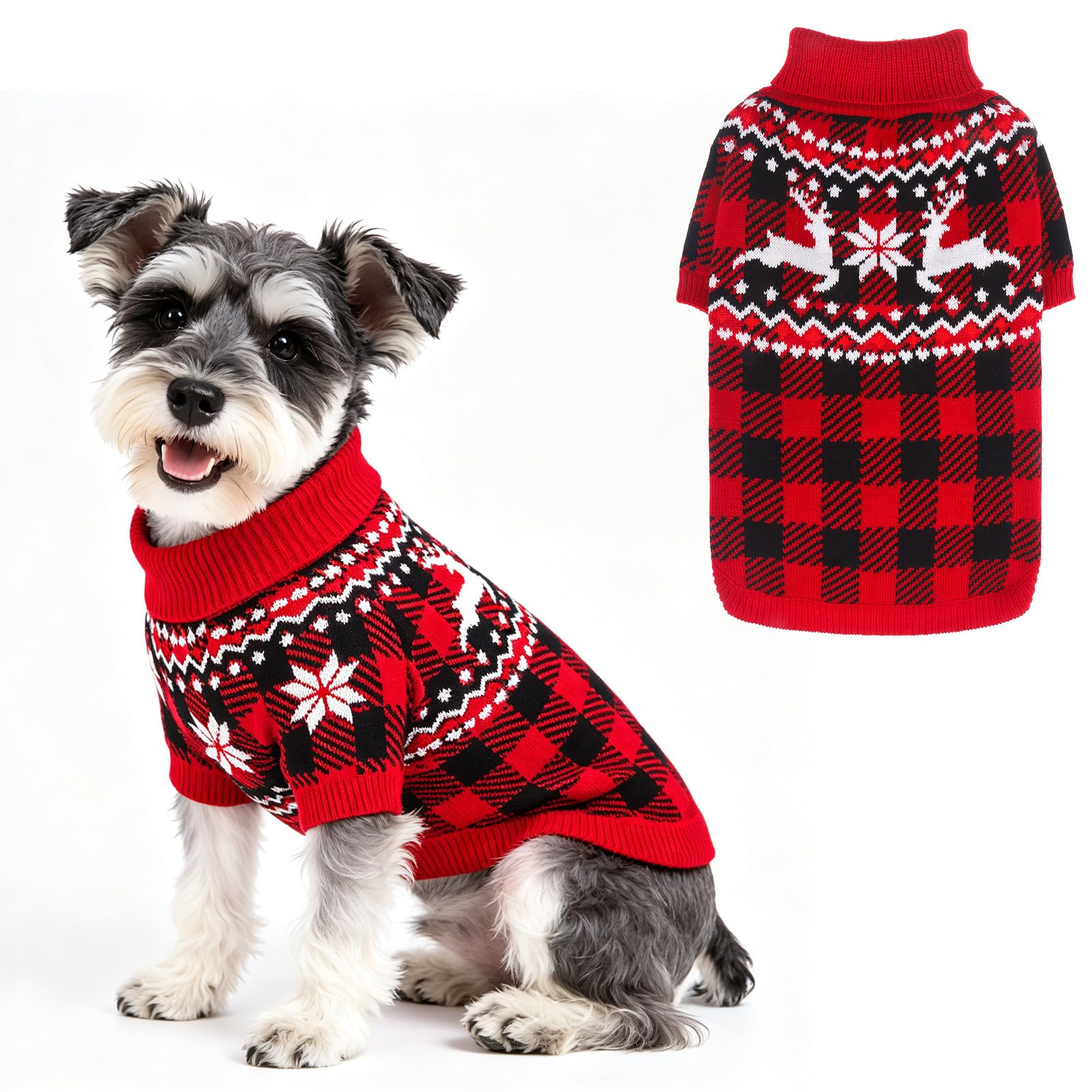 EXPAWLORER Christmas Dog Jumper Turtle Neck, Reindeer S — image 1