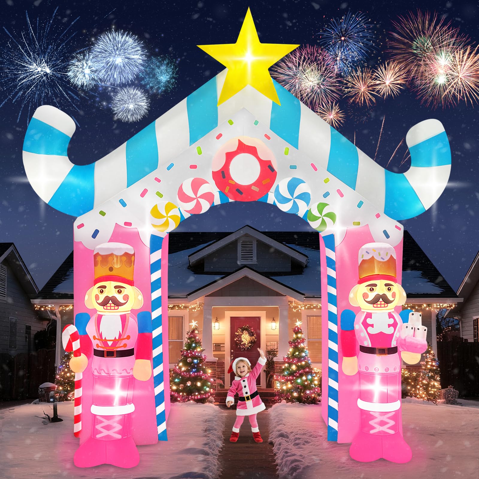 Arche gonflable de Noël Kalolary grand format décoration extérieure lumineuse jardin