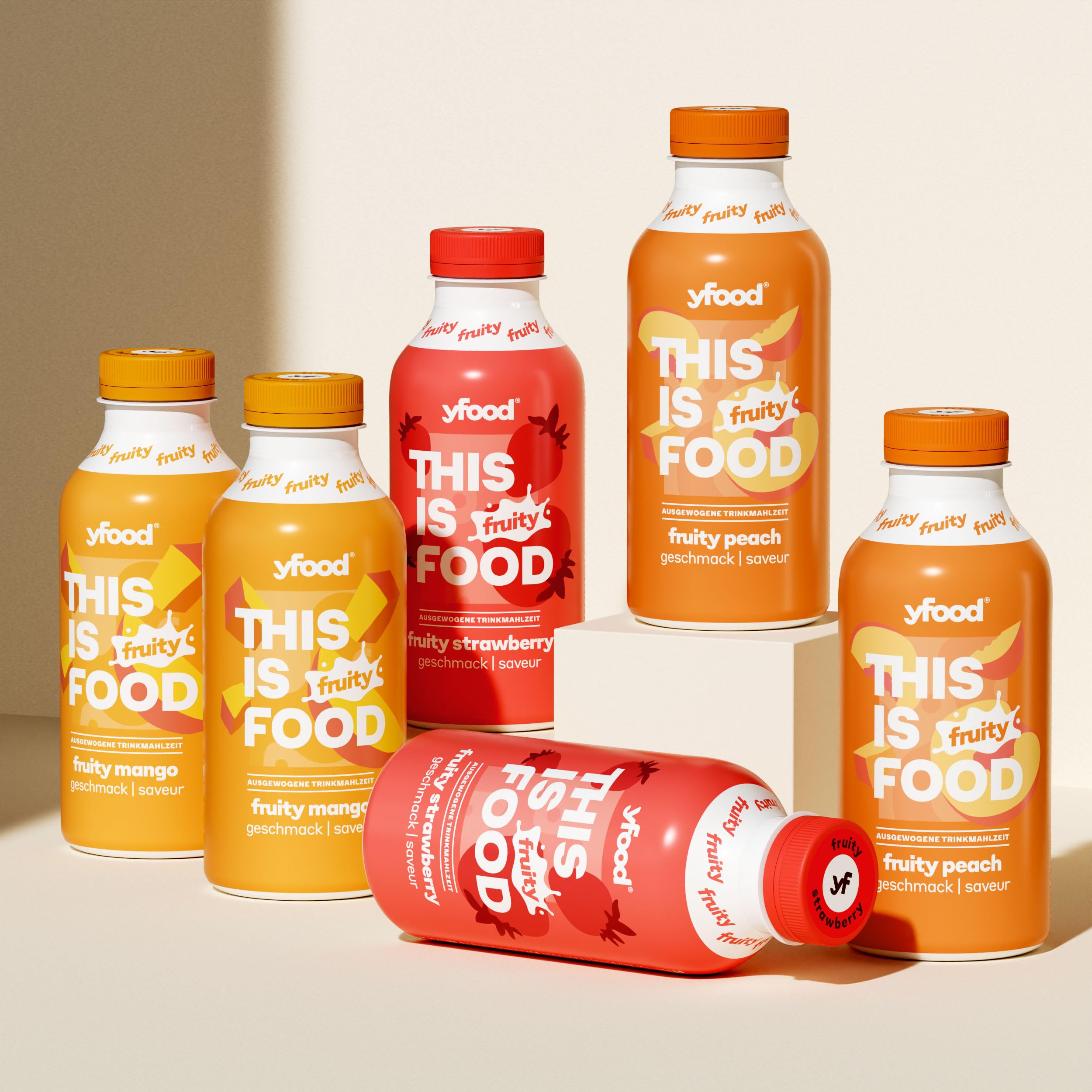 yfood Fruity Collection - repas prêt à boire, THIS IS FOOD, substitut de repas, 27 g de protéines, 26 vitamines et minéraux (6 x 500ml)