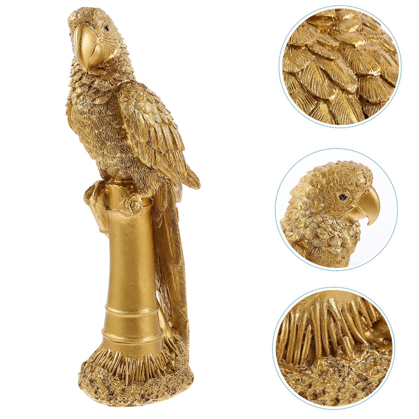 Goldene Vogelfigur aus Kunstharz mit Realistischer Optik für Deko