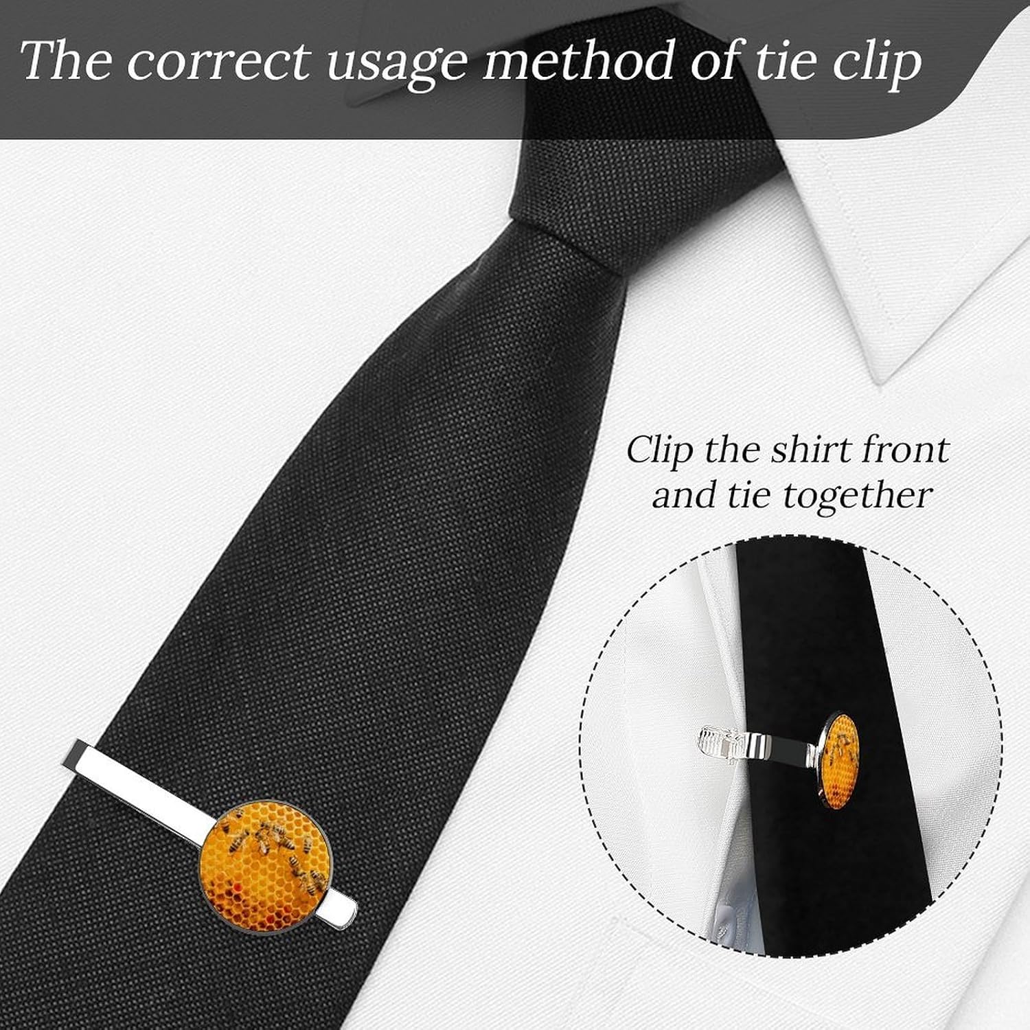 Honeys-Bees Hive Tie Clip Fashion Jewelry Necktie Pin for Wedding Busiess Office Accessories
