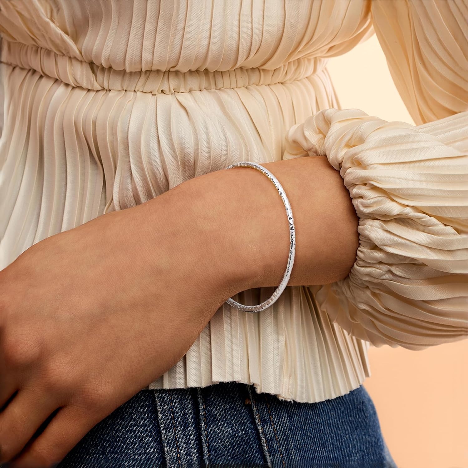 Ross-Simons Italian Sterling Silver Hammered Bangle Bracelet