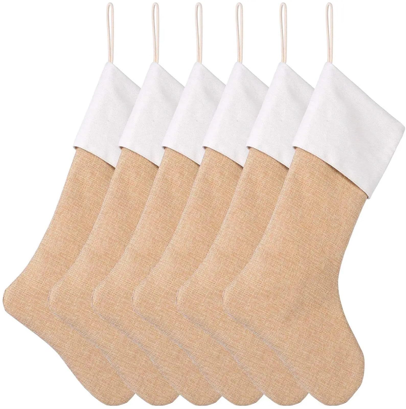 Sacchetti Juta 6 pz/Set Grande Tela Calze di Natale Iuta Calza di Natale Pianura Camino Decorazione Decorazione Calzino Ornamenti for L'Albero di Natale