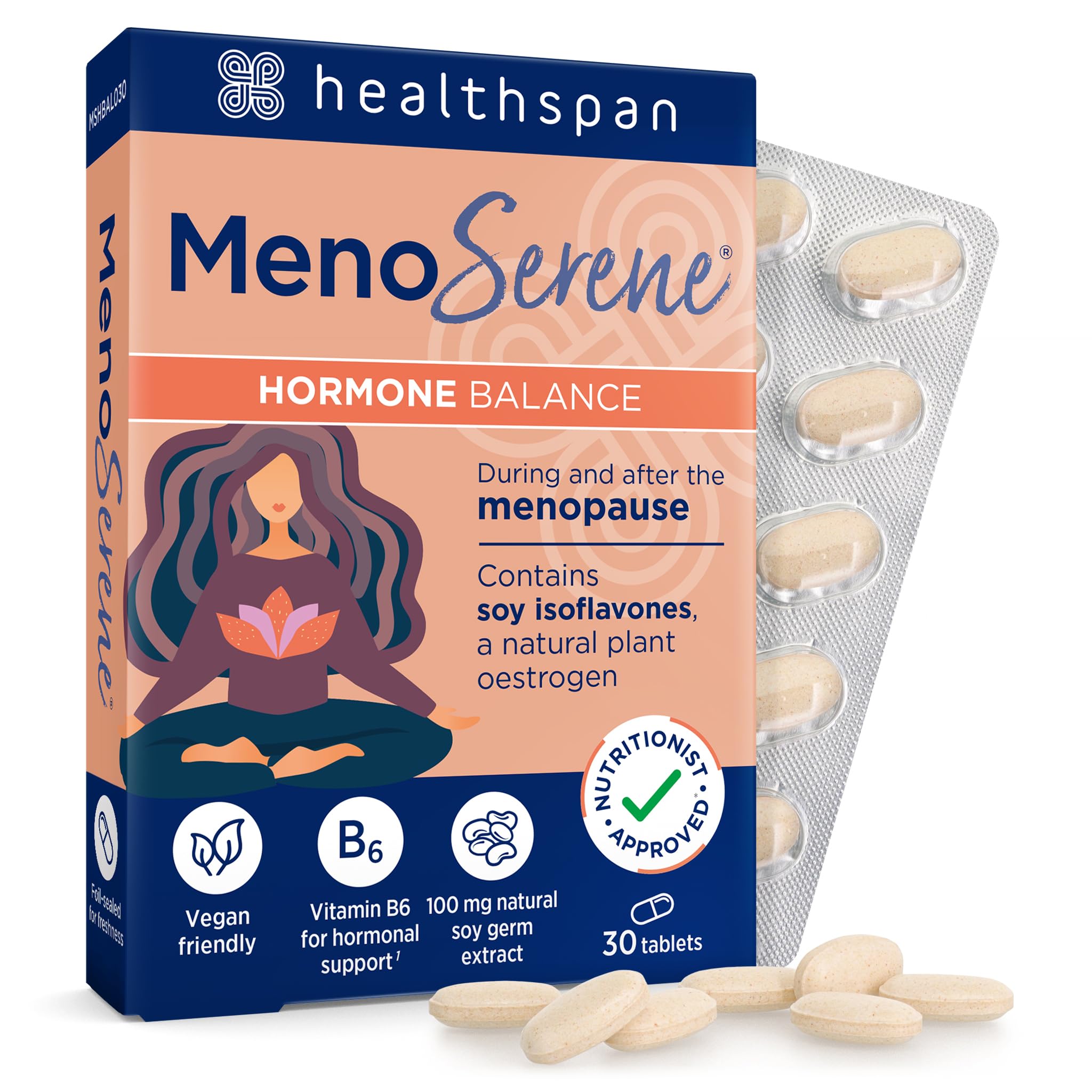 Healthspan Soy Isoflavones 100mg | with Vitamin B6 | Regulate Hormonal Activity | Natural Plant Oestrogen | 40% Isoflavone Content | Soy Germ Extract | Vegan (30 Tablets)