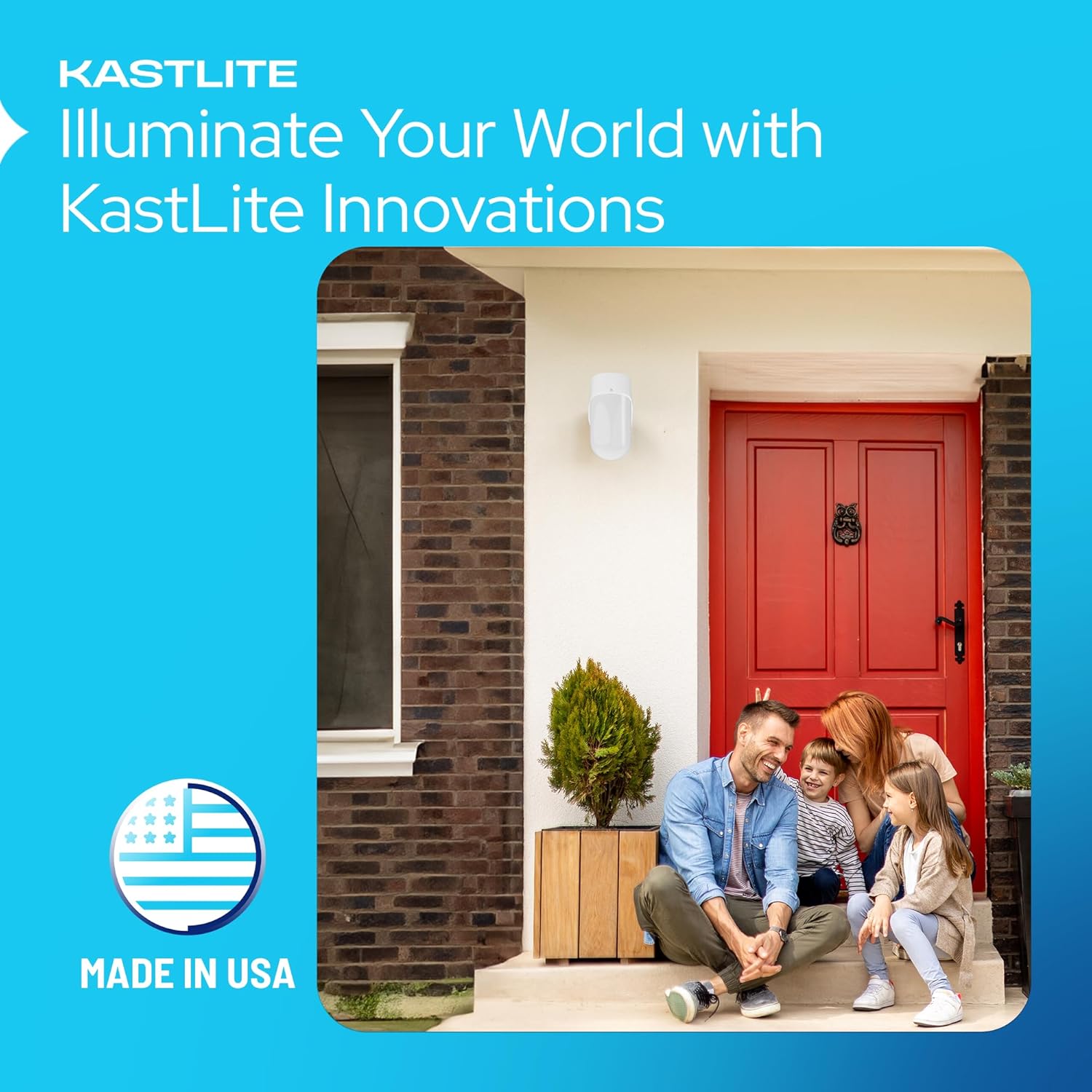 KASTLITE Wall Mount Porch/Front Door Light Fixture - Anti Rust UL Listed E26 LED Lamp Exterior Lighting Fixtures - Plastic Outdoor House Entryway & Patio Wall Sconce - Includes 5000K LED Bulb
