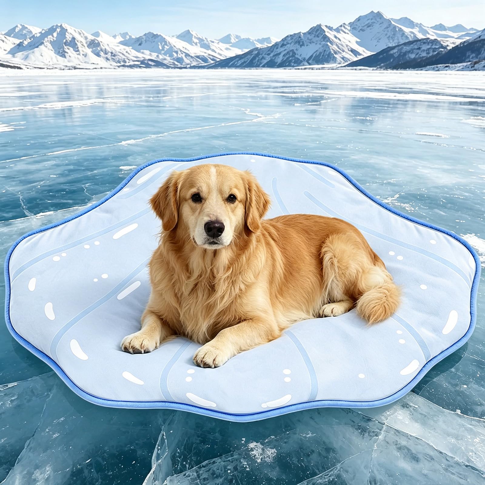 RIOGOO Dog Cooling Mat,Washable Cool Mat for Dogs,Self Cooling Pads for Cats,Cool Fabric & Internal Cooling Pad 76x101CM (Seashell Style Large)