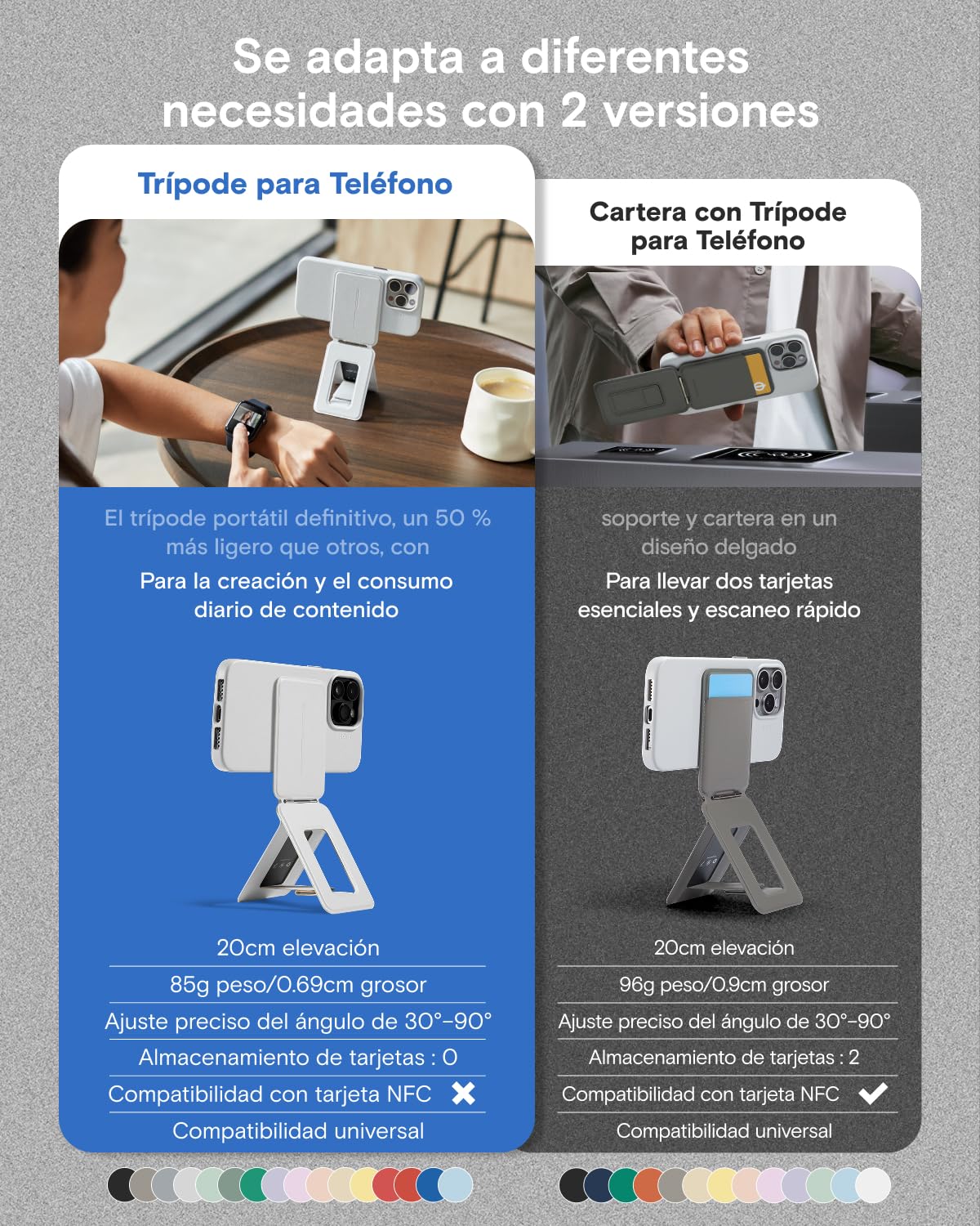 MOFT Trípode Movil para iPhone 17/16/15/14/13/12 Series, Trípode Universal Invisible Soporte para Teléfono con 3 Modos para Self-vlogging, Navegación, Fotografía Macro, Videollamada, Negro Azabache