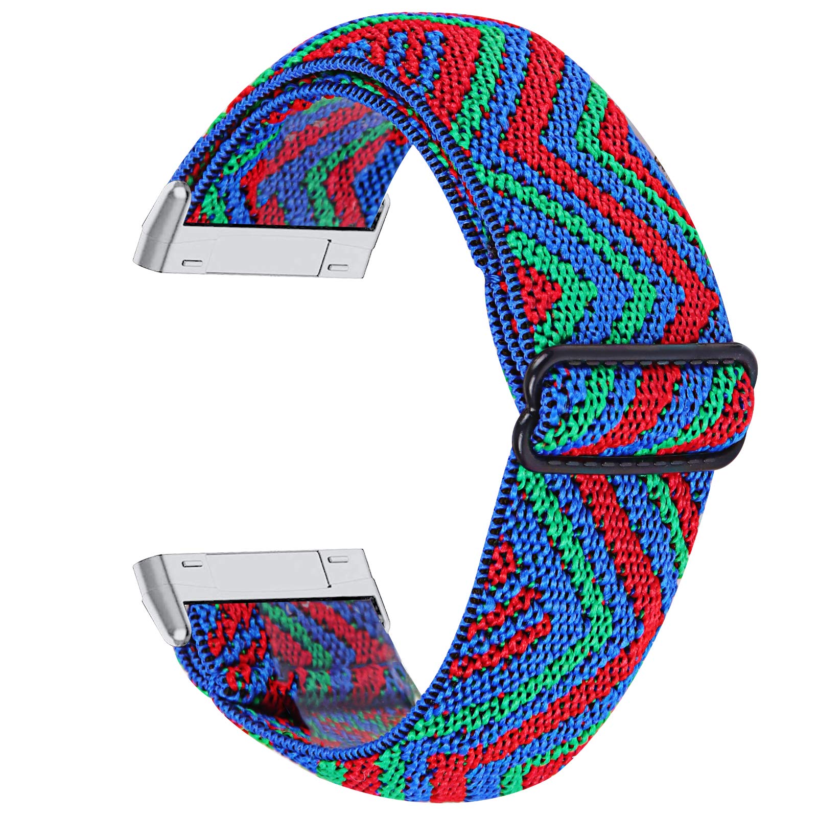 TRISTRAPS Nylon Watch Strap Compatible with Fitbit Versa 3/Sense Strap,Soft Elastic Breathable Replacement Sport Wristbands for Men/Women,18 Colours for Chosen (Blue+green+red) - Image 2
