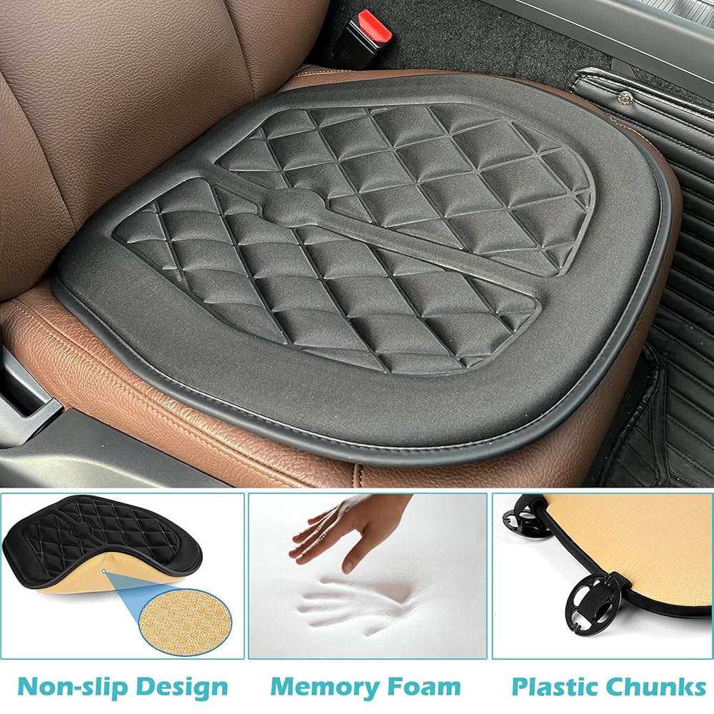 Inflatable Lumbar Support Cushion By Vive - Posture Correcting Backrest Pillow For Car, Office Chair, Lower Back And Neck Pain, Sciatica - Adjustable Relief (Black