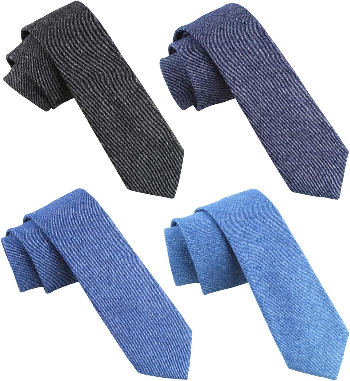 LEVAO Men's Cotton Skinny Necktie Solid Color Tie