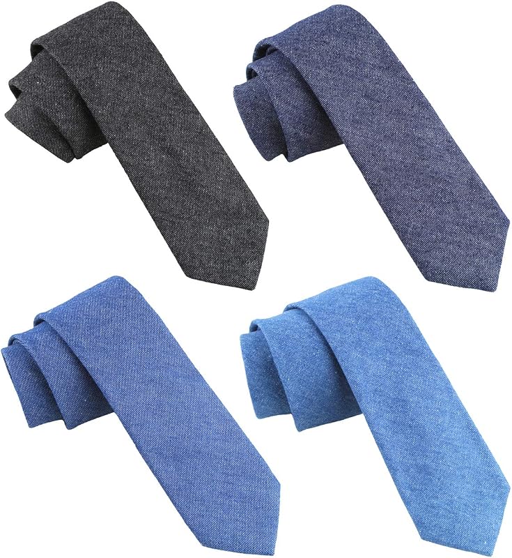 LEVAO Men's Cotton Skinny Necktie Solid Color Tie