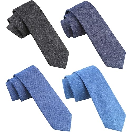 LEVAO Men's Cotton Skinny Necktie Solid Color Tie