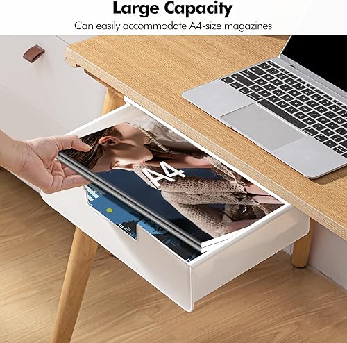 Miniatura 2 de Poeland Organizador de cajones debajo del escritorio, cajón deslizante debajo de la mesa, organizador de cajones ocultos para oficina, hogar
