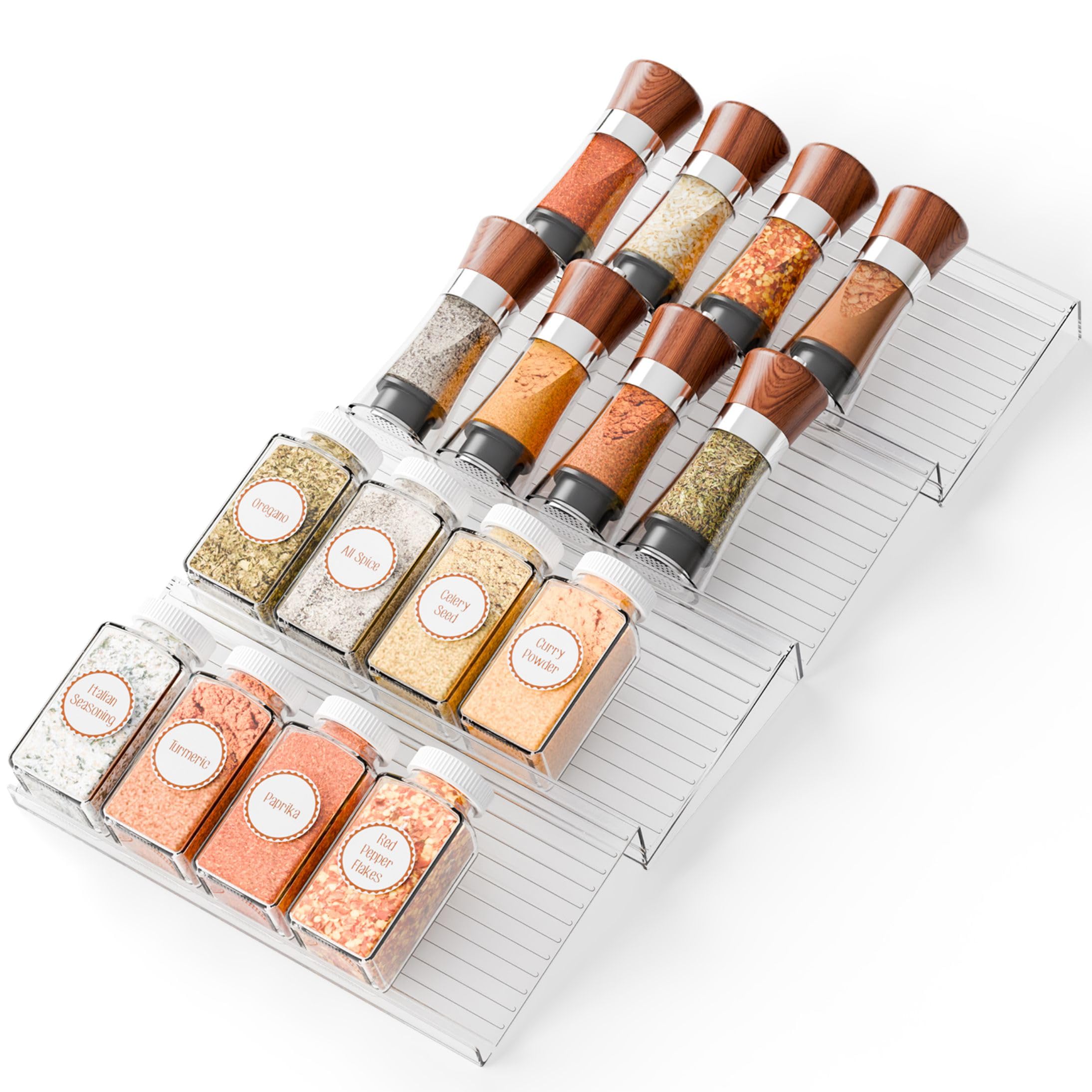 Yieach 4 Pack Adjustable Narrow Spice Rack for Drawer
