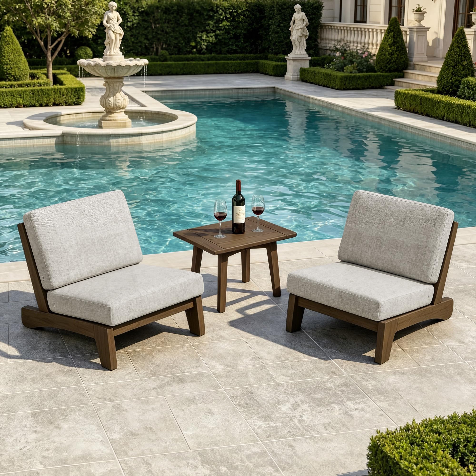 Pia Ricoo 3 Piece Patio Chairs Bistro Set with Coffee Table
