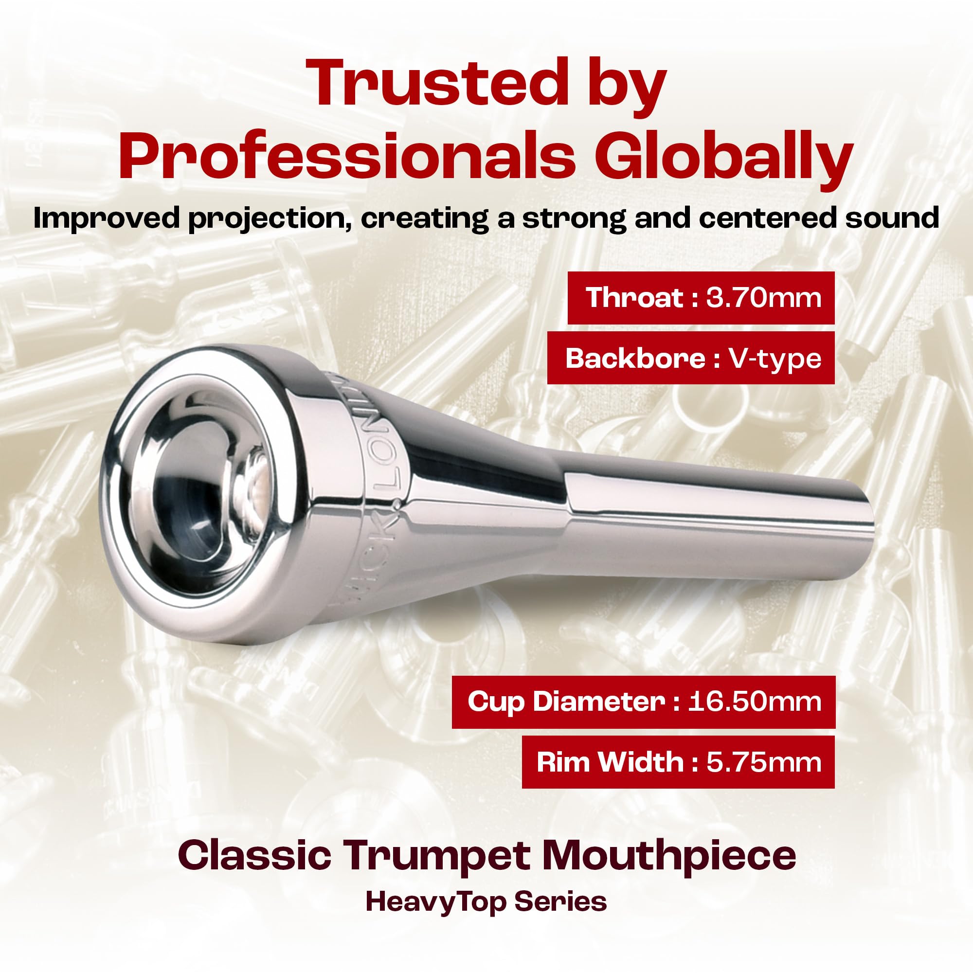 Amazon.com: Denis Wick HeavyTop Trumpet Mouthpiece Silver Plated
