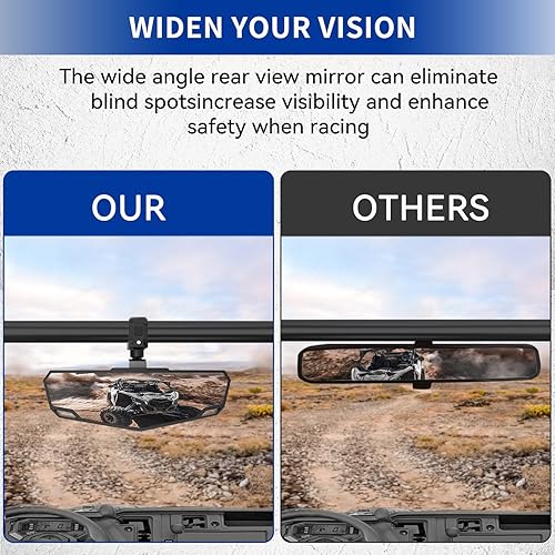 Miniatura 4 de Espejo retrovisor UTV, espejo retrovisor central SXS con abrazadera ajustable de 1.5 a 2 pulgadas compatible con Polaris RZR, Pioneer, Talon, Can Am