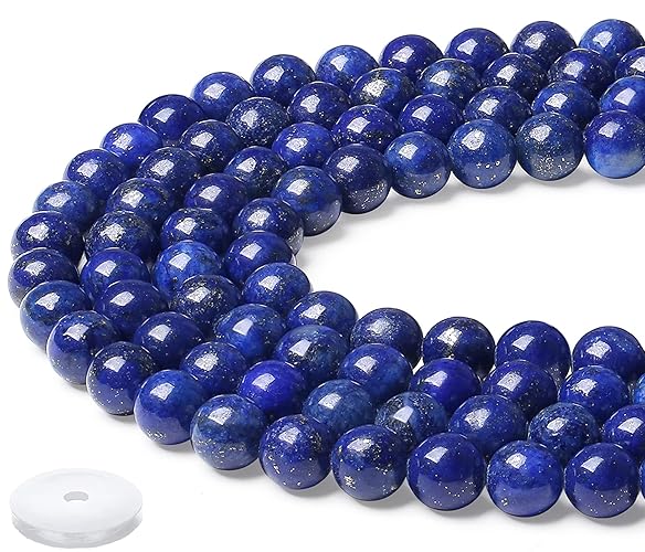 NUKAYAI Natural Lapis Lazuli Beads 100Pcs 8mm Blue Beads Loose DIY Round Stone Bead for Bracelet Necklace Earrings Making - A-Lapis Lazuli - 100pcs
