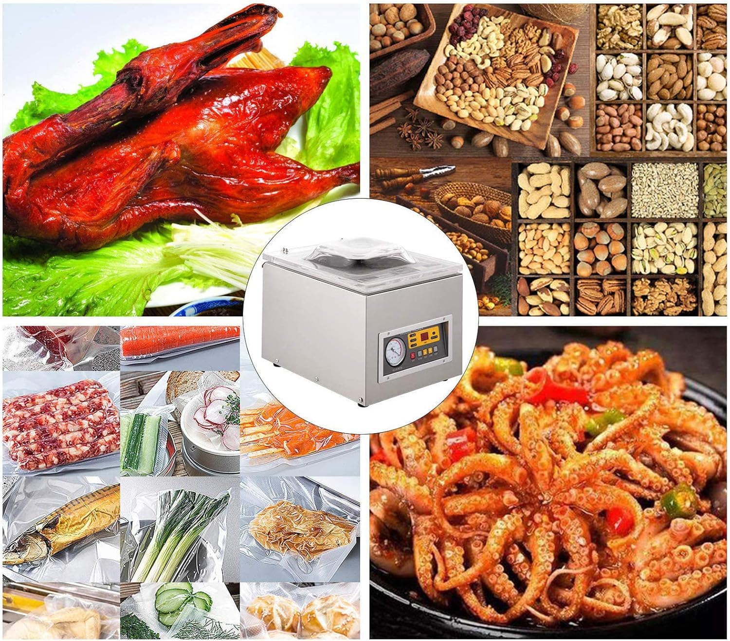 Máquina de sellado al vacío para almacenamiento de alimentos, sellador de cámara digital, conserva la frescura y reduce los residuos, ideal para uso en cocina