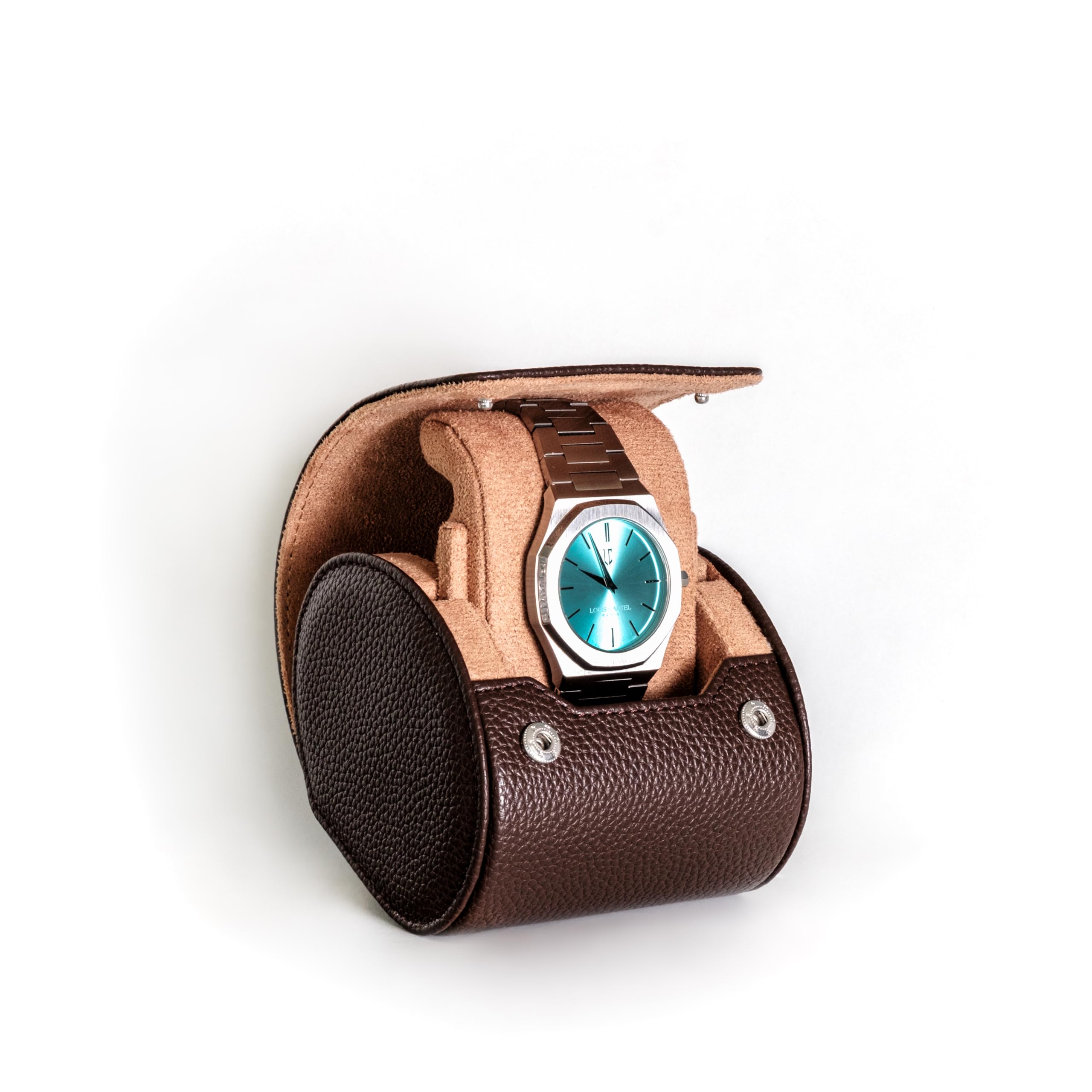 Étui montre Cuir de voyage et de rangement pour 1 montre Marron - Rangement bijoux - Boite montre/boite a bijoux pour montre - coffret cadeau homme