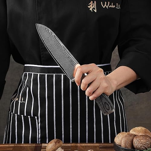 Miniatura 8 de Wakoli EDIS - Juego de 3 cuchillos de Damasco I profesionales hechos de acero japonés de Damasco VG10 con mango de madera Pakka en caja de regalo de