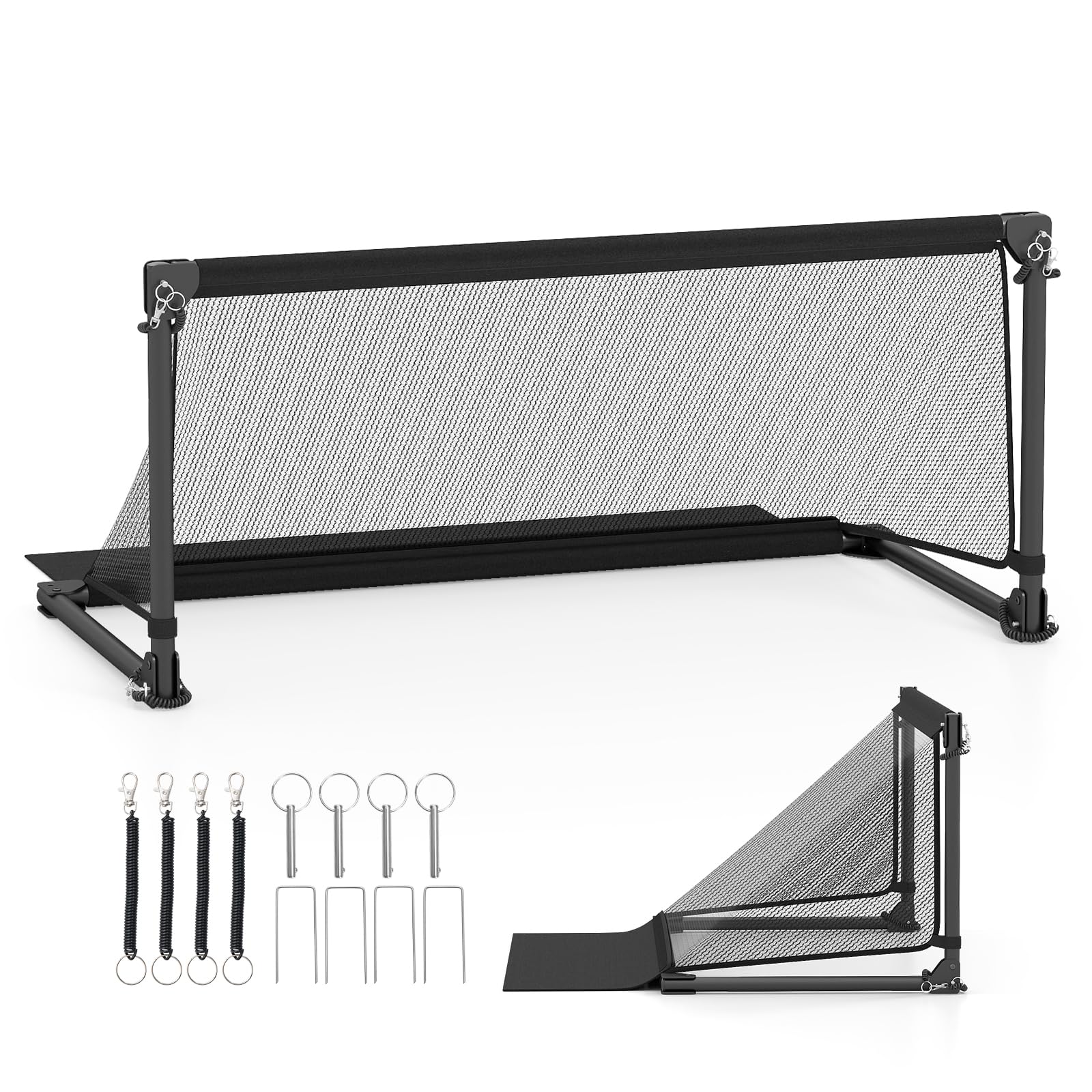GYMAX Football Goal with Metal Frame & Ground Stakes (100 x 50 x 47 cm)