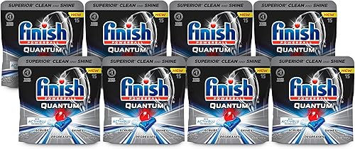 Finish - Quantum con tecnología Activblu - 120ct (8x15ct) - Detergente para lavavajillas - Powerball - Ultimate Clean and Shine - Tabletas para