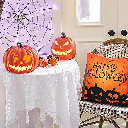 Miniatura 7 de Global Park Fundas de almohada de Halloween, 18 x 18 pulgadas, juego de 4 fundas de almohada decorativas de Halloween, decoraciones de Halloween