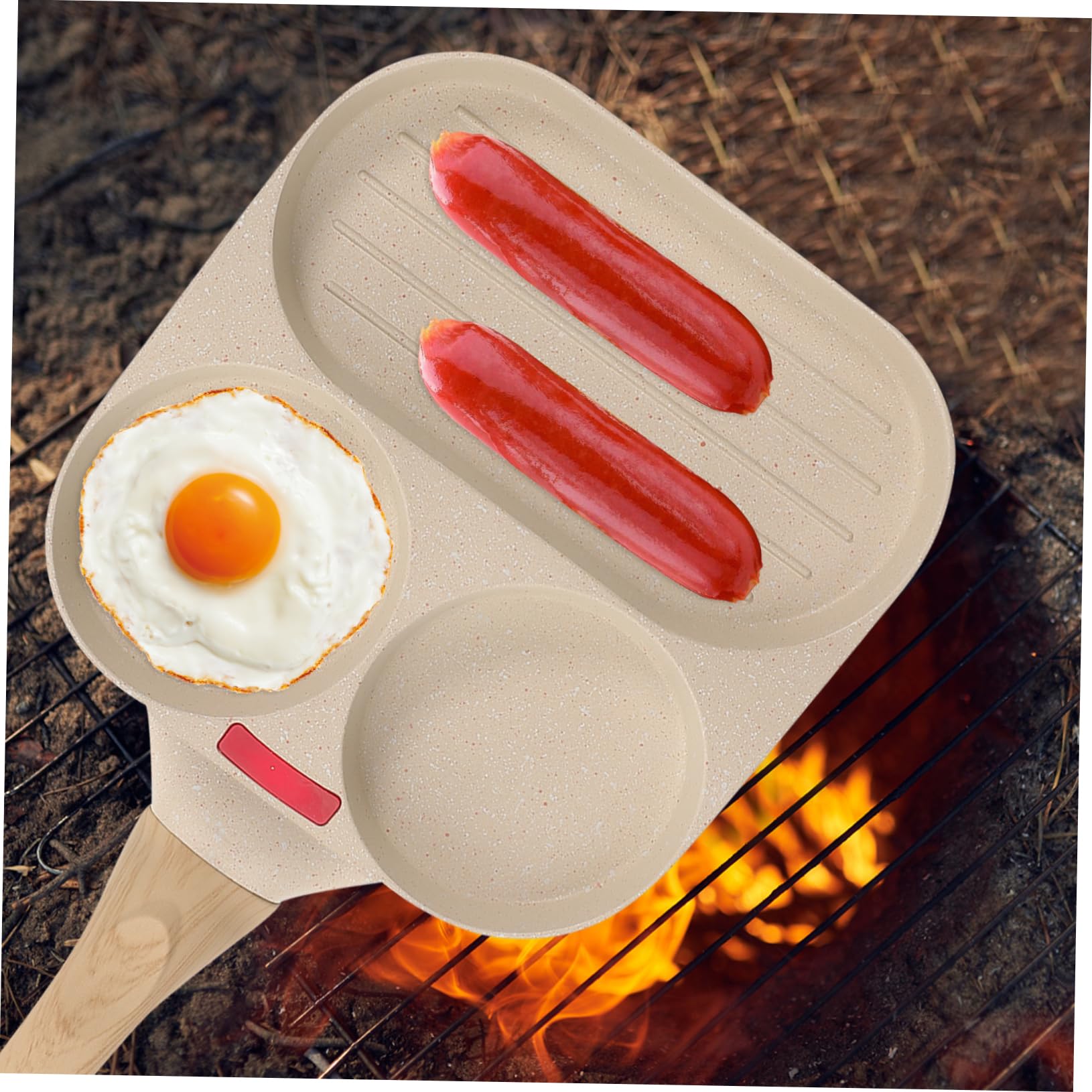 Cabilock 1Set Non Stick Egg Frying Pan Multi Function Pancake Pan for Outdoor Cooking for Breakfast Easy to Clean for Home and Camping Use