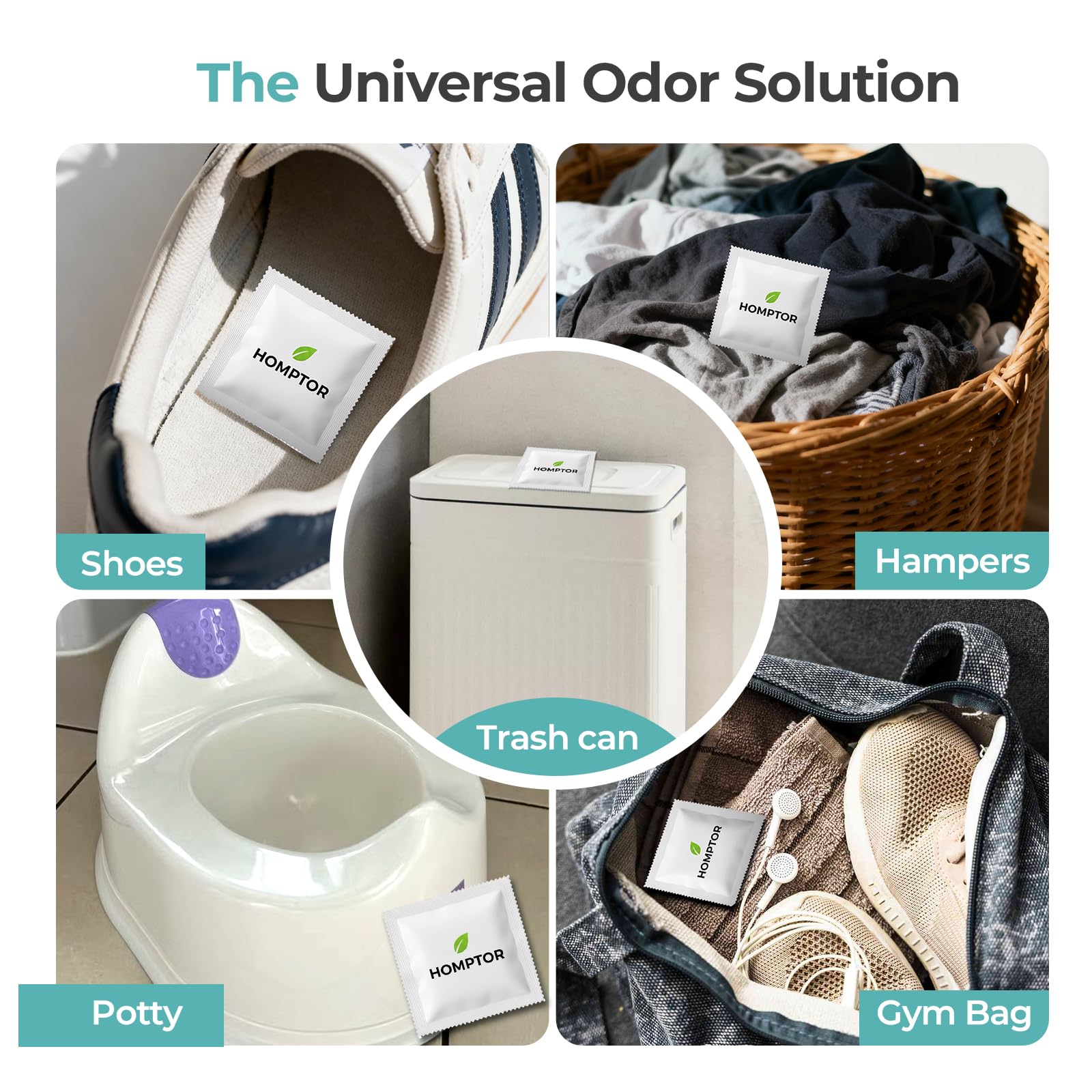 Homptor Odor Eliminator & Deodorizer - Long-lasting Unscented Odor Control & Smell Absorber for Diaper Pail, Trash Cans, Gym Bags, Shoes, Small Spaces - Better Than Baking Soda Charcoal - 8 Pack - image 4