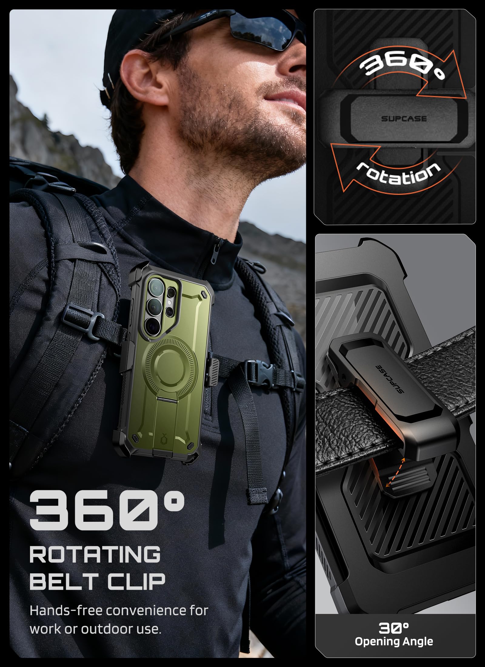 SUPCASE Etui do Samsung Galaxy S26 Ultra z wbudowaną podstawką, zielone