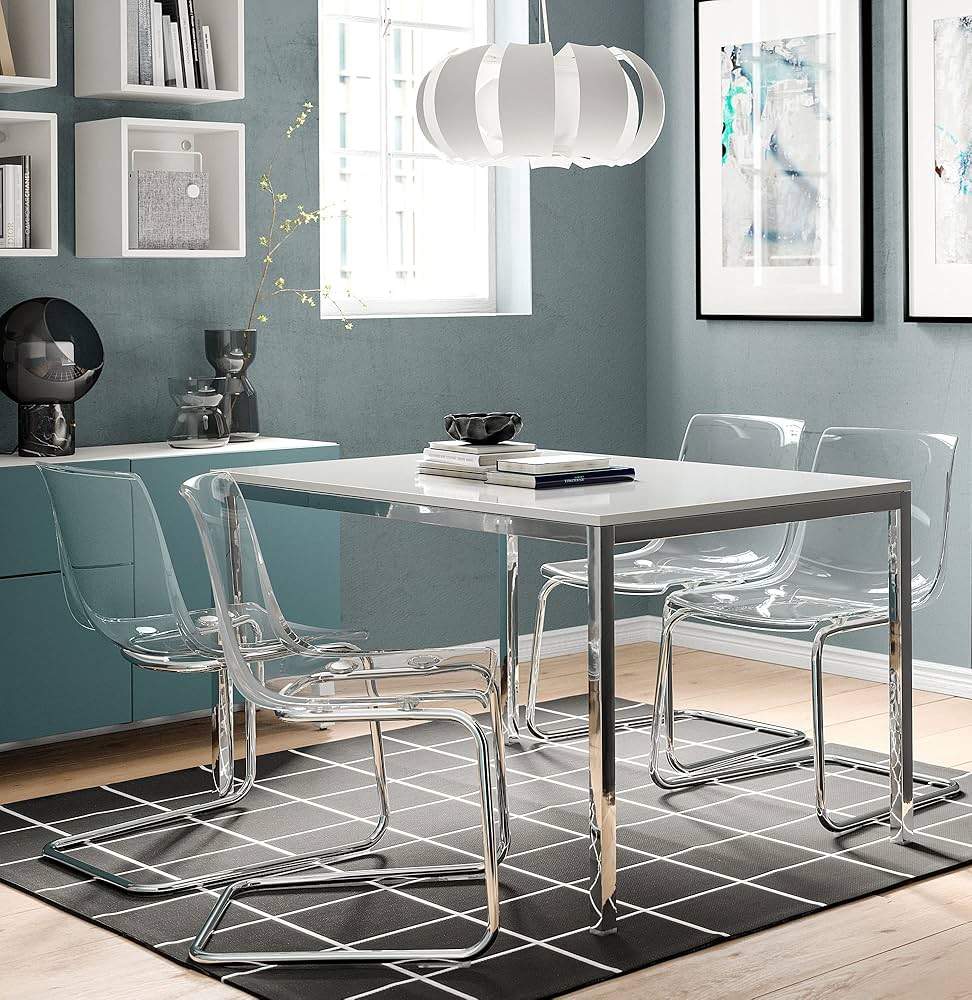 IKEA Stół TORSBY 135x85 cm, chromowany/biały połysk : Amazon