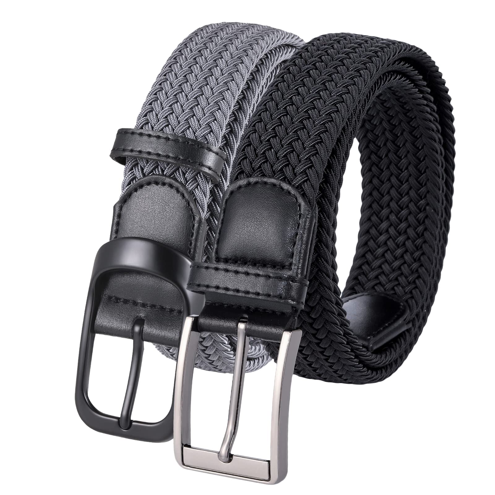 Chasyatzi Golf Belts for Men 2 Pack,Tight Performed Stretch Design Adjustable Woven Web Belt 1.34 Inches