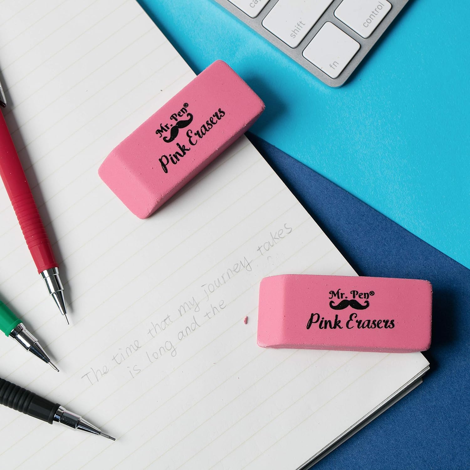 Mr. Pen Pink Pencil Erasers, Large, Pack of 12 : Office Products