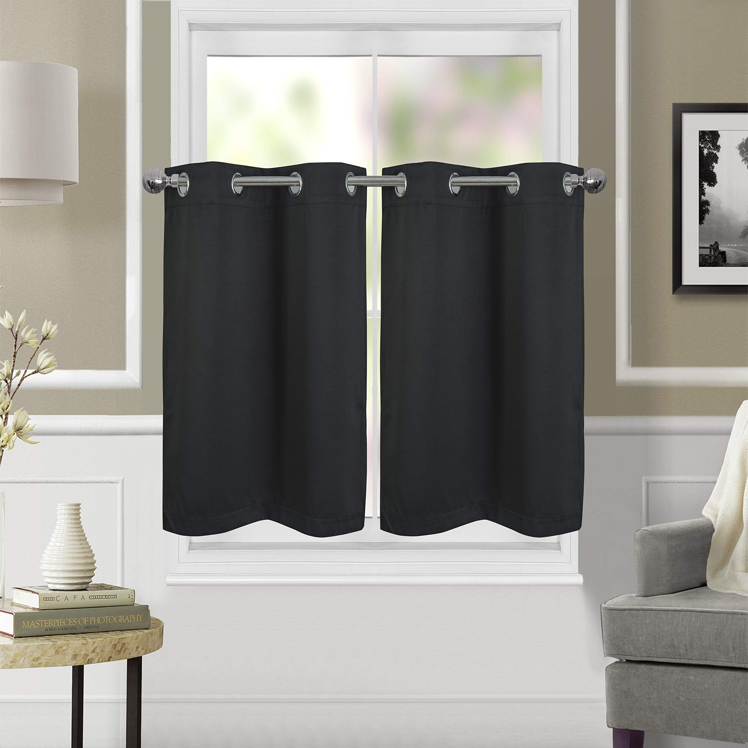 LinTimes Rideaux Courts Pour Salle De Bain Et Cuisine - 2 Panneaux