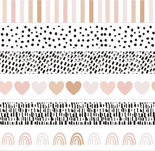69 pies, diseño bohemio de rayas con diseño de arco iris, corazón, lunares, colorido, estético, calcomanías retro para tablón de anuncios, para disponible en Yaxa Guatemala