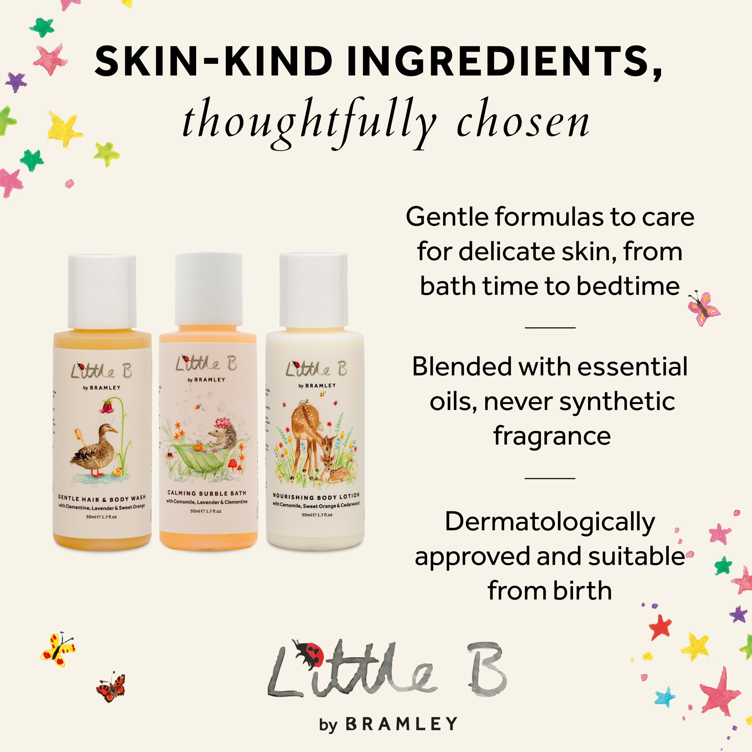 Bramley Little B Mouse Gift Set, Baby & Child Bath & Body Travel Set 3 x 50ml with Hair & Body Wash, Bubble Bath & Body Lotion, Vegan, Suitable from Birth — view 4