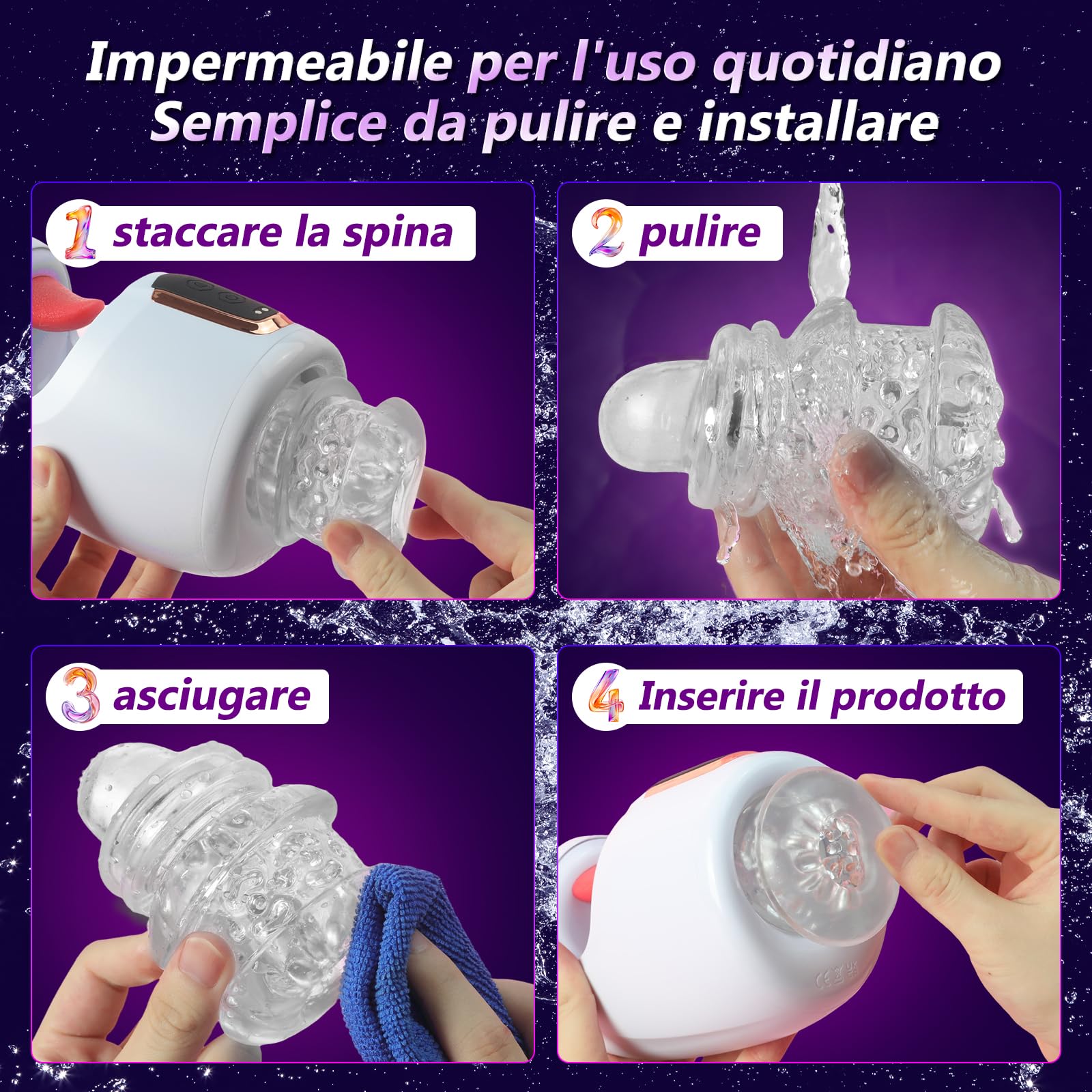 Masturvatore per Uomo Pene Sex Toys - Masturbatore Uomo con 10 di Spinta e 10 Modalità di Leccata di Lingua Vibratoriper per Uomini Allenatore del Pene Maschile