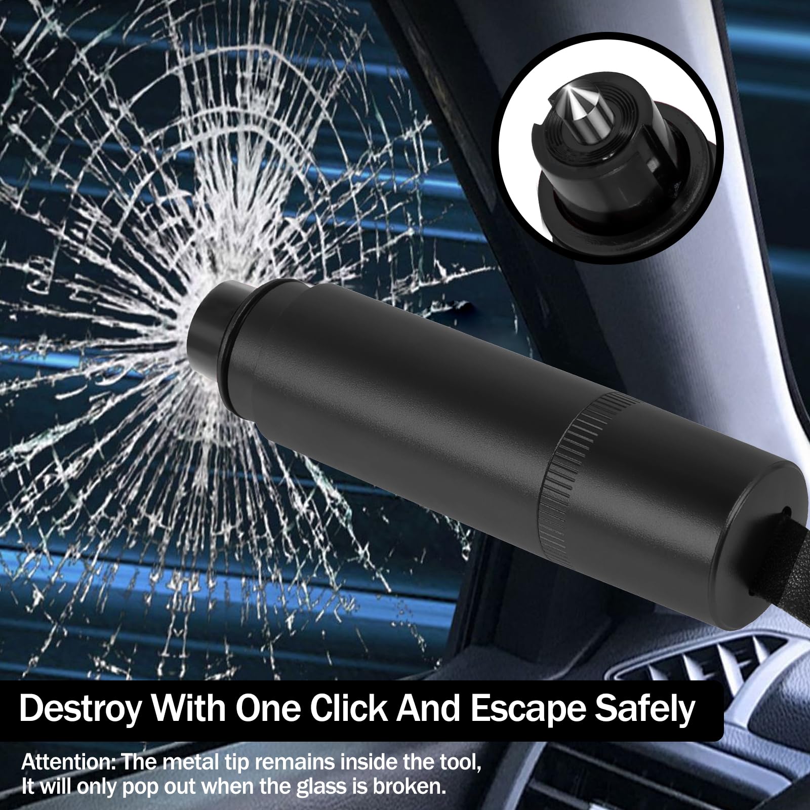 FUYGRCJ 2Pcs Car Safety Hammer Emergency Escape Tool One Second Window Breaker with Seatbelt Cutter Portable Auto Rescue Tool Window Breaker Lightweight Life-Saving Escape Tool for Car Auto(Black)