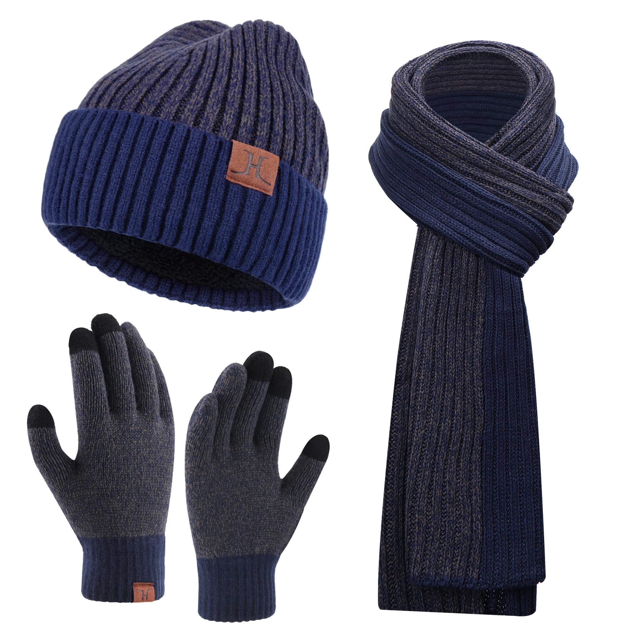 fz fantastic zone Men Winter Warm Knit Beanie Hat+Infinity Scarf & Touch Screen Gloves Set for Men-picture-53