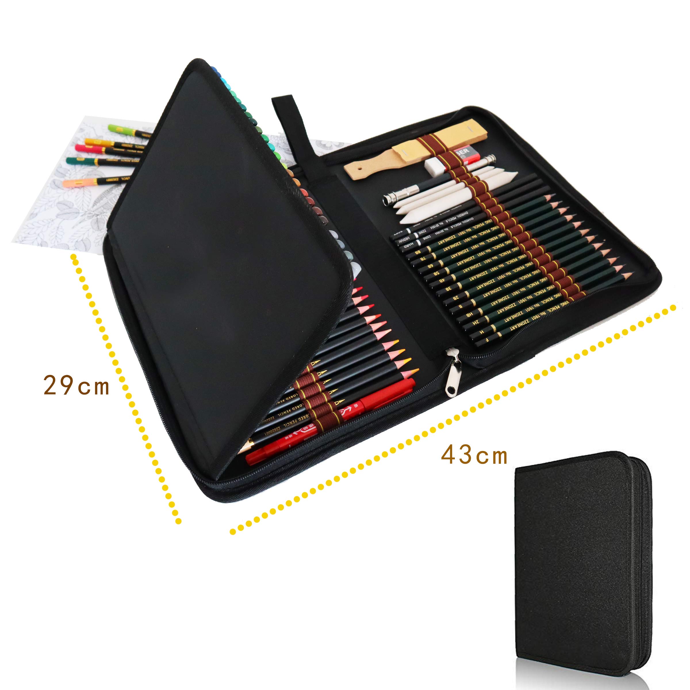 Set 48 Matite Colorate COHEALI Con Temperamatite Integrato - 12 Colori Legno, Per Scuola E Disegno, Portatile