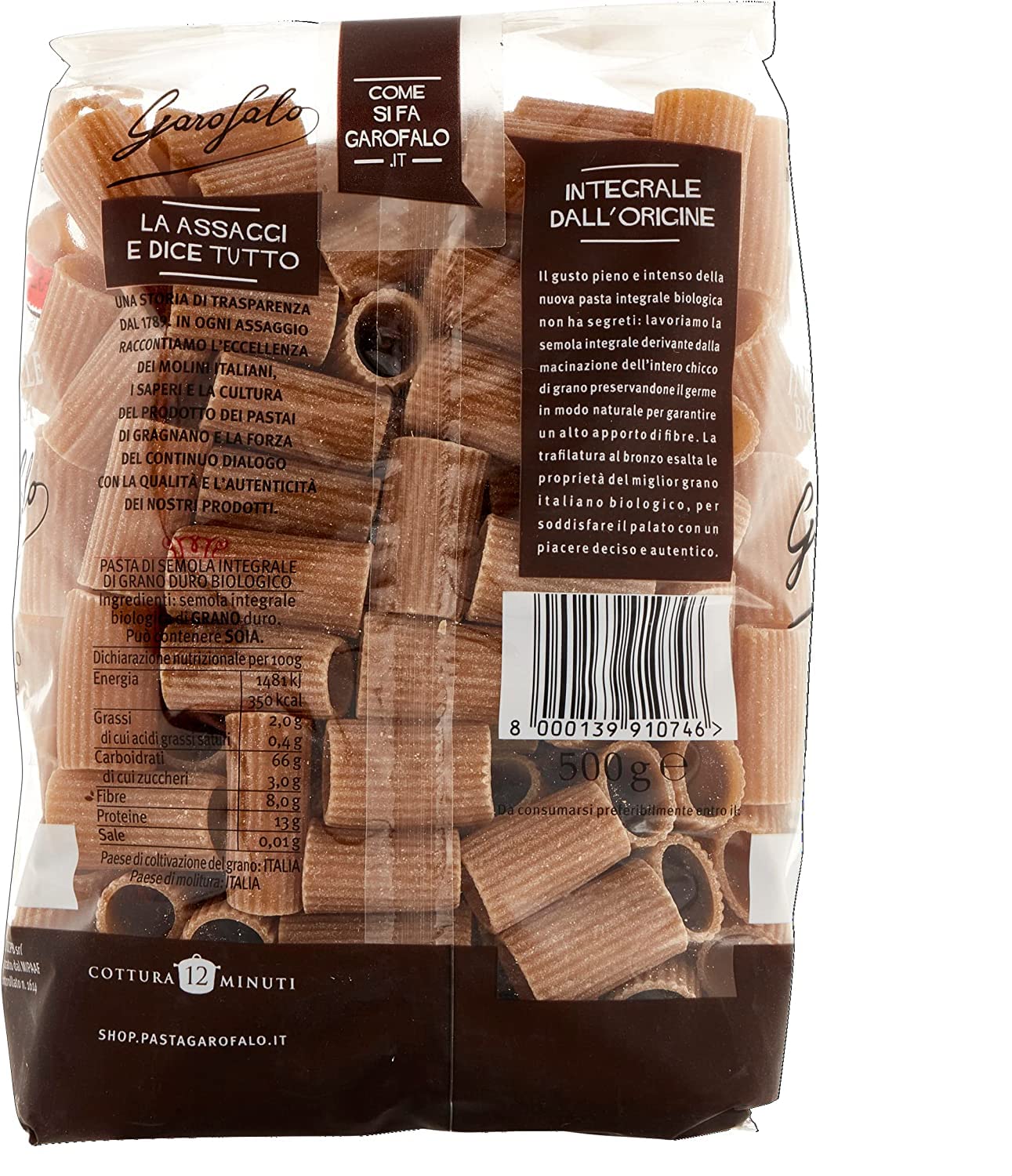10x Pasta Integrale Mezze maniche rigate Vollkorn-Hartweizen Bio-Produkt 500g + Italian Gourmet polpa 400g