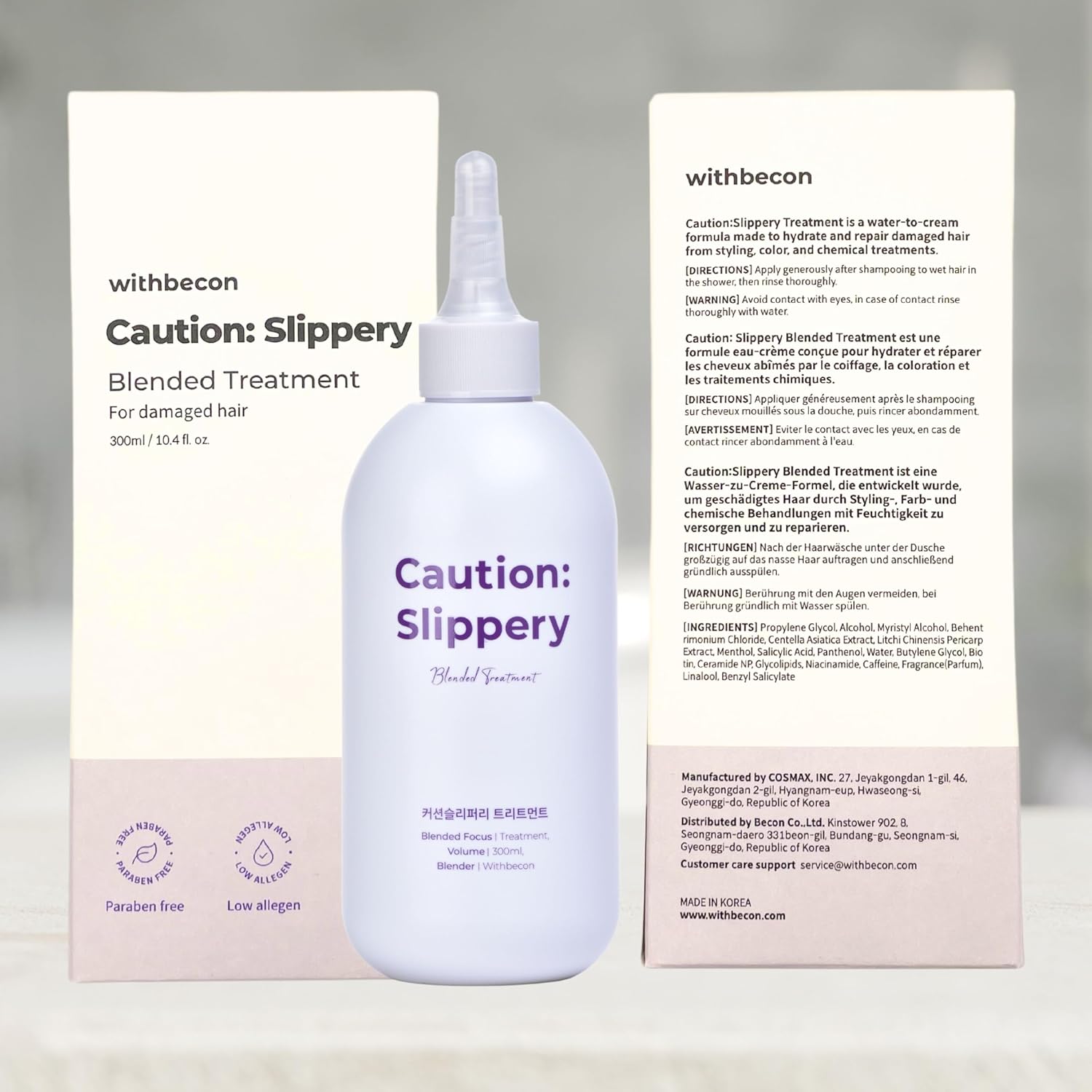 Caution: Slippery Hair Conditioner - Deep Conditioning Water-to-Cream Treatment Mask for Dry, Damaged Hair (12.4 fl oz) - Image 2