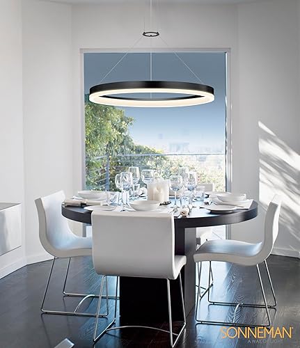 Miniatura 4 de Sonneman Modern Lighting 2311.16 Corona - Lámpara colgante LED con anillo de 1 luz para isla de cocina o comedor con cubierta acrílica, cable
